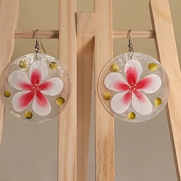 Floral Abalone Shell Earrings - Picture 4 of 4